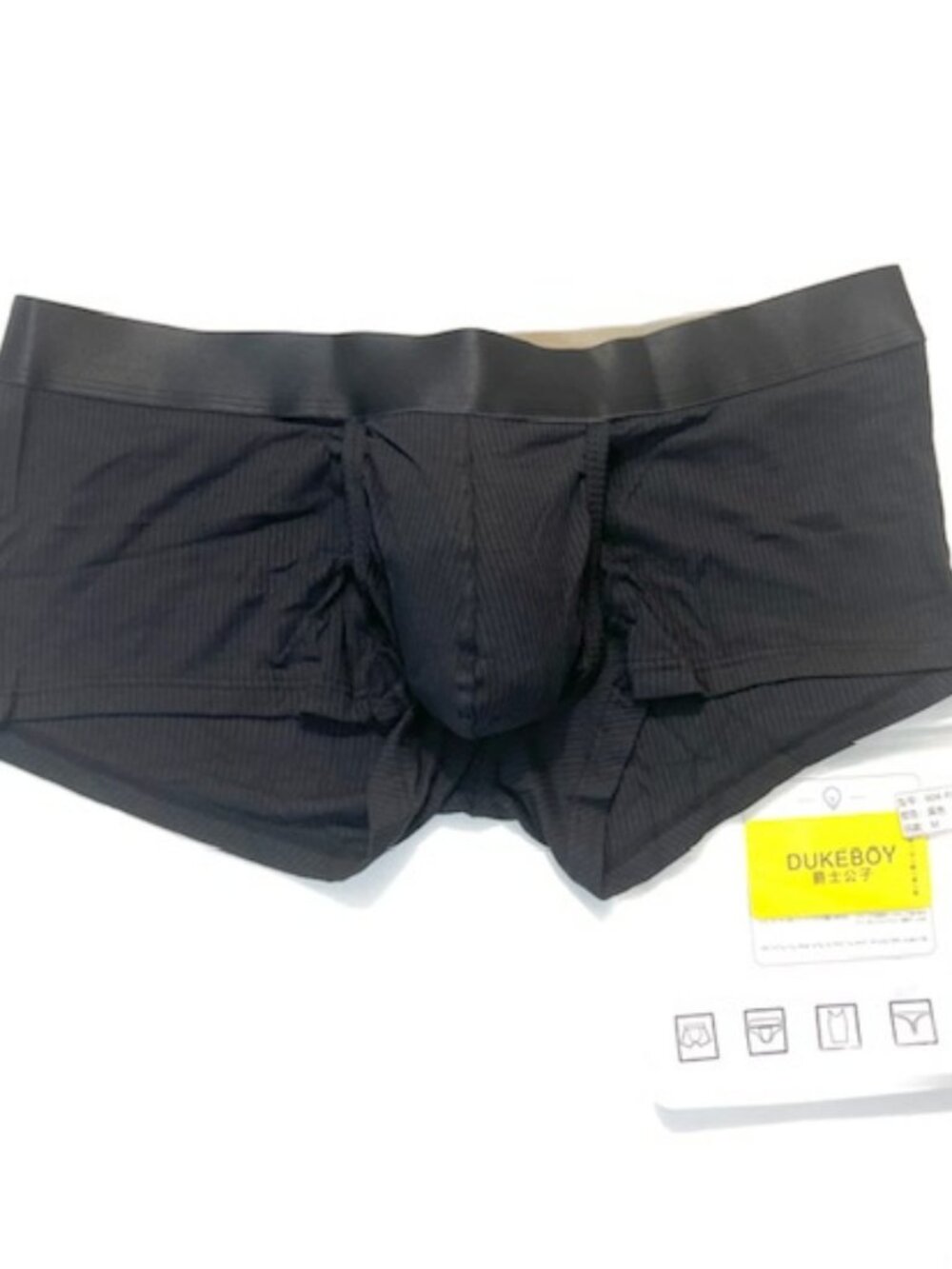 DUKEBOY - Size M - Ribbed Viscose Breathable Pouch Boxer Briefs/ Trunks - Black